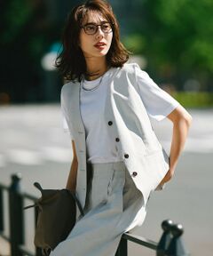 S size ONWARD(小さいサイズ) / エスサイズオンワード その他アウター | 【セットアップ対応/洗える】コットンリネン オックスストレッチ ジレ