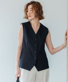 S size ONWARD(小さいサイズ) / エスサイズオンワード その他アウター | 【セットアップ対応/洗える】コットンリネン オックスストレッチ ジレ