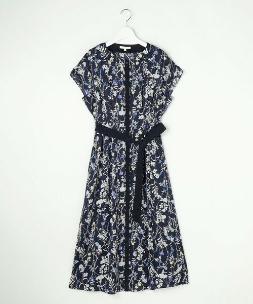 S size ONWARD(小さいサイズ) / エスサイズオンワード ロング・マキシ丈ワンピース | 【ご好評につき追加生産・新色追加】ハーバルフロープリント ワンピース（[新色]ネイビーベース）