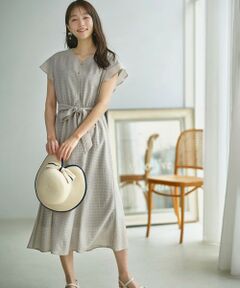 S size ONWARD(小さいサイズ) / エスサイズオンワード ロング・マキシ丈ワンピース | ドビーシアーチェック ワンピース