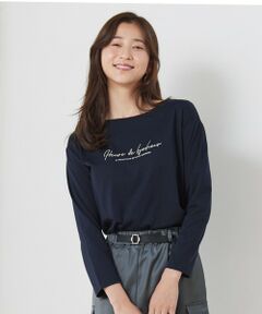 【洗える】ラメ刺繍長袖 Tシャツ