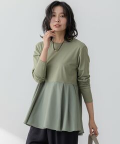 S size ONWARD(小さいサイズ) / エスサイズオンワード カットソー | 【ご好評につき新色追加】ナチュラルコットンベアコンビ ペプラム カットソー