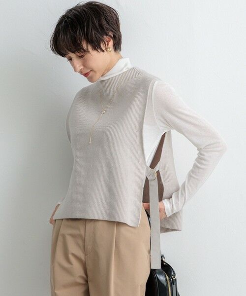 S size ONWARD(小さいサイズ)/エスサイズオンワード 【洗える】コットンリリー ニットベスト ライトグレー系 32 S size ONWARD(小さいサイズ)/エスサイズオンワード 【洗える】コットンリリー ニットベスト ライトグレー系 32