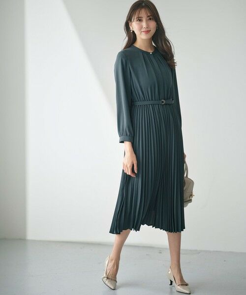 S size ONWARD(小さいサイズ) / エスサイズオンワード ロング・マキシ丈ワンピース | 【洗える】スタンドカラープリーツ ワンピース | 詳細10