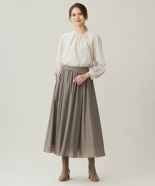 S size ONWARD(小さいサイズ) / エスサイズオンワード ミニ・ひざ丈スカート | 【ウエストゴム・洗える】シアーギャザー スカート | 詳細1