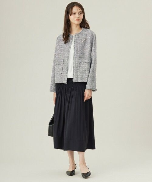 S size ONWARD(小さいサイズ) / エスサイズオンワード ノーカラージャケット | 【セットアップ対応・洗える】ライトミックスツイード ジャケット | 詳細3