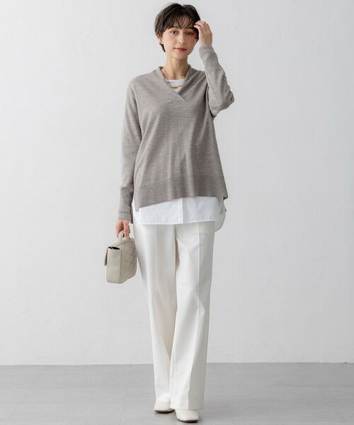 S size ONWARD(小さいサイズ) / エスサイズオンワード カットソー | 【GLOW10月号掲載/洗える】ナチュラルコットンベアコンビ カットソー | 詳細28