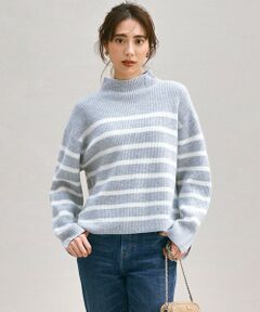 【Oggi1月号掲載/洗える】ウールカシミヤ ボーダー ニット