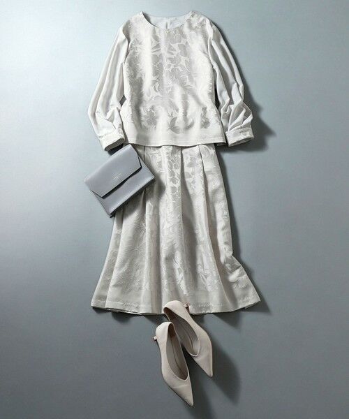 S size ONWARD(小さいサイズ) / エスサイズオンワード ミニ・ひざ丈スカート | 【セットアップ対応・洗える】フラワーオパールタックフレア スカート | 詳細5