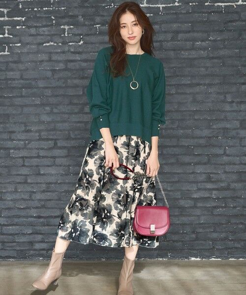 S size ONWARD(小さいサイズ) / エスサイズオンワード ミニ・ひざ丈スカート | 【洗える】アートフラワープリント スカート | 詳細1