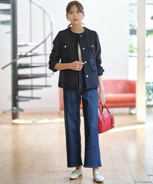 S size ONWARD(小さいサイズ) / エスサイズオンワード ノーカラージャケット | ツイードノーカラーミドル ジャケット | 詳細5