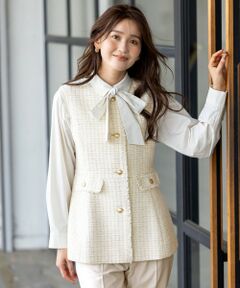 S size ONWARD(小さいサイズ) / エスサイズオンワード その他アウター | ファンシーツイードペプラム ジレ