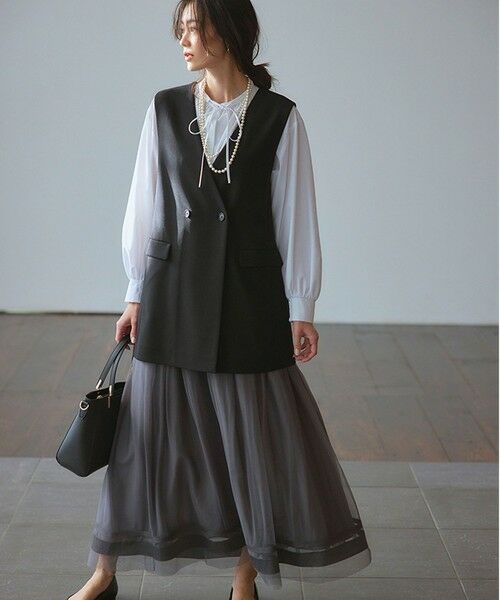 S size ONWARD(小さいサイズ) / エスサイズオンワード ミニ・ひざ丈スカート | 【洗える】チュールエンブロイダリー スカート | 詳細9