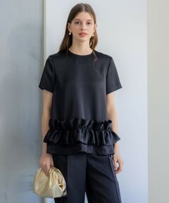 S size ONWARD(小さいサイズ) / エスサイズオンワード シャツ・ブラウス | 【APPLAUDIR】クリアダブルサテン フリルヘム ブラウス