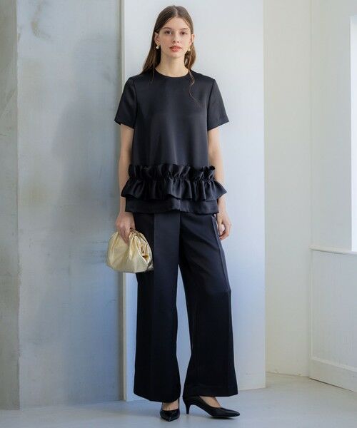 S size ONWARD(小さいサイズ) / エスサイズオンワード シャツ・ブラウス | 【APPLAUDIR】クリアダブルサテン フリルヘム ブラウス | 詳細1