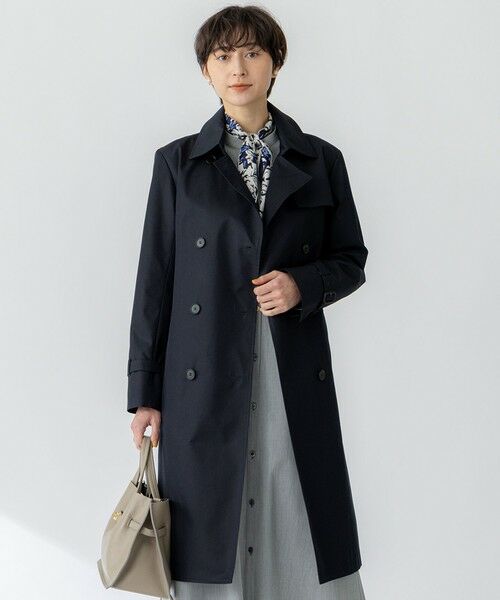 S size ONWARD(小さいサイズ)/エスサイズオンワード 【撥水加工】エアータンブラー TCギャバジン ロング トレンチコート ネイビー系 32 S size ONWARD(小さいサイズ)/エスサイズオンワード 【撥水加工】エアータンブラー TCギャバジン ロング トレンチコート ネイビー系 32