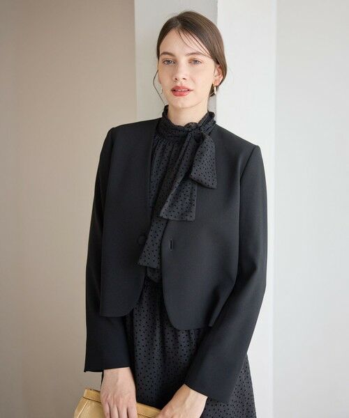 S size ONWARD(小さいサイズ) / エスサイズオンワード ノーカラージャケット | 【APPLAUDIR】クリアジョーゼット 3WAYコンパクトジャケット | 詳細1