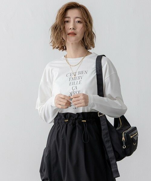S size ONWARD(小さいサイズ)/エスサイズオンワード 【洗える】レタープリント ロンTEE ホワイト系 32 S size ONWARD(小さいサイズ)/エスサイズオンワード 【洗える】レタープリント ロンTEE ホワイト系 32