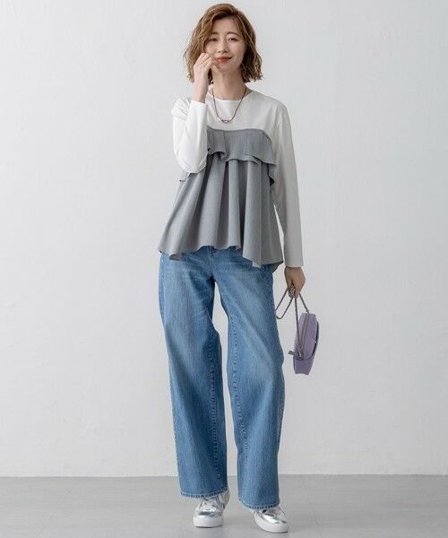 S size ONWARD(小さいサイズ) / エスサイズオンワード カットソー | 【洗える】ライトクロスビスチェコンビ ジャージー カットソー | 詳細2