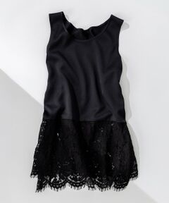 S size ONWARD(小さいサイズ) / エスサイズオンワード タンクトップ | 【洗える】レースコンビストレッチ マットサテン インナー タンクトップ