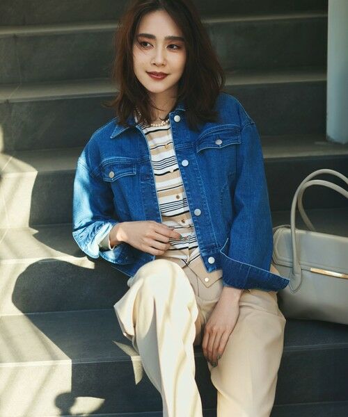 S size ONWARD(小さいサイズ) / エスサイズオンワード カーディガン・ボレロ | 【洗える】プレミアムビオコットン マルチボーダー カーディガン | 詳細1