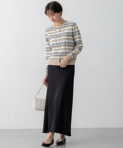 S size ONWARD(小さいサイズ) / エスサイズオンワード カーディガン・ボレロ | 【洗える】プレミアムビオコットン マルチボーダー カーディガン | 詳細2