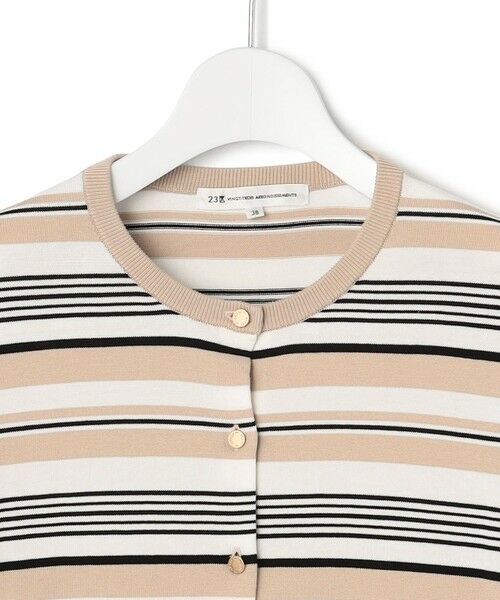 S size ONWARD(小さいサイズ) / エスサイズオンワード カーディガン・ボレロ | 【洗える】プレミアムビオコットン マルチボーダー カーディガン | 詳細6