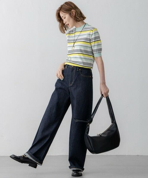 S size ONWARD(小さいサイズ) / エスサイズオンワード ニット・セーター | 【VERY3月号掲載/洗える】プレミアムビオコットン 半袖 マルチボーダー ニット | 詳細4