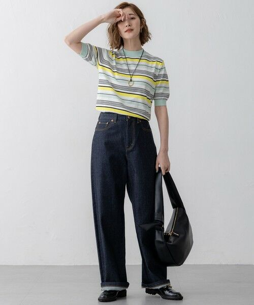 S size ONWARD(小さいサイズ) / エスサイズオンワード ニット・セーター | 【VERY3月号掲載/洗える】プレミアムビオコットン 半袖 マルチボーダー ニット | 詳細5