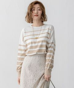 S size ONWARD(小さいサイズ) / エスサイズオンワード ニット・セーター | 【洗える】プレミアムビオコットン ボーダー ワイド ニット