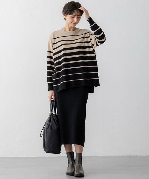 S size ONWARD(小さいサイズ) / エスサイズオンワード ニット・セーター | 【洗える】プレミアムビオコットン ボーダー ワイド ニット | 詳細2