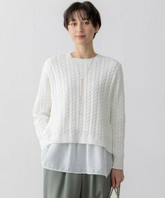 S size ONWARD(小さいサイズ) / エスサイズオンワード ニット・セーター | 【Oggi3月号掲載/洗える】コットンギマ ケーブル ニット