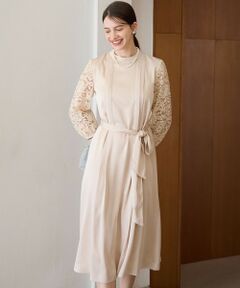 S size ONWARD(小さいサイズ) / エスサイズオンワード ドレス | 【APPLAUDIR】ノーブルサテン レースコンビドレス