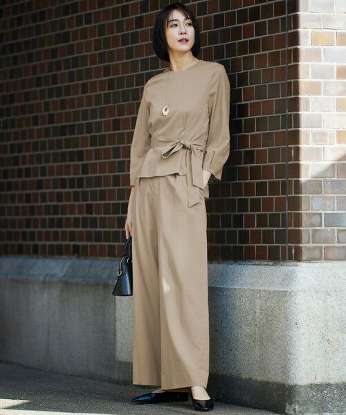 S size ONWARD(小さいサイズ) / エスサイズオンワード その他パンツ | 【セットアップ対応・洗える】ドレープツイルワイド パンツ | 詳細1