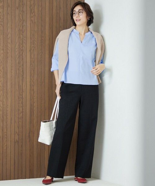 S size ONWARD(小さいサイズ) / エスサイズオンワード その他パンツ | 【洗える】ライトフィールジャージーワイドストレート パンツ | 詳細1