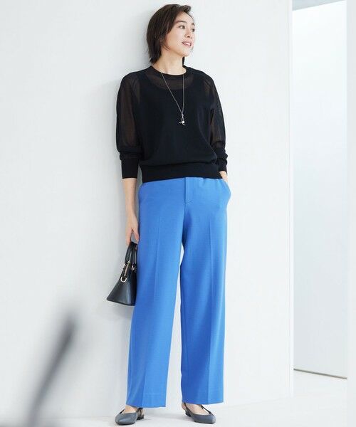 S size ONWARD(小さいサイズ) / エスサイズオンワード その他パンツ | 【洗える】ライトフィールジャージーワイドストレート パンツ | 詳細12