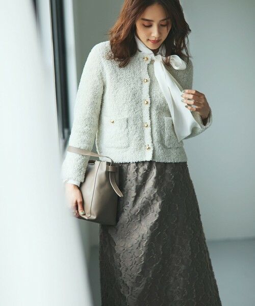 S size ONWARD(小さいサイズ) / エスサイズオンワード ミニ・ひざ丈スカート | 【洗える】フラワーカットジャガード スカート | 詳細1