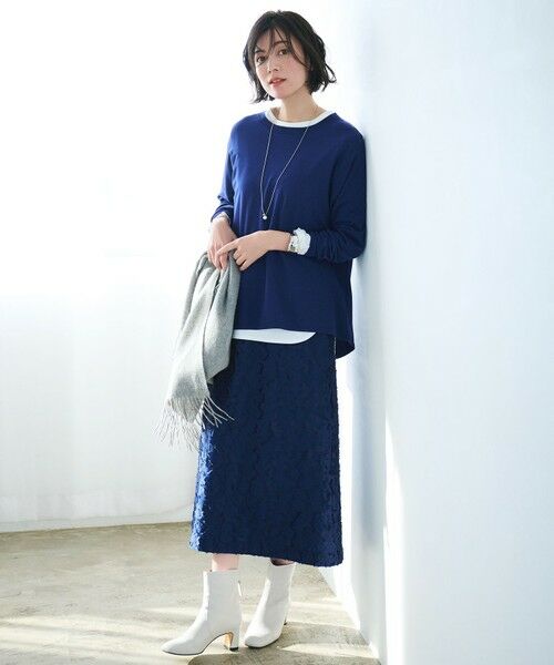 S size ONWARD(小さいサイズ) / エスサイズオンワード ミニ・ひざ丈スカート | 【洗える】フラワーカットジャガード スカート | 詳細6