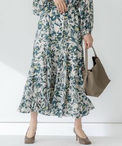 S size ONWARD(小さいサイズ) / エスサイズオンワード ミニ・ひざ丈スカート | 【洗える】ニュアンスフラワープリント フレア スカート