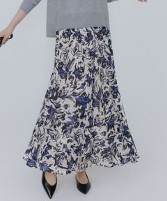 S size ONWARD(小さいサイズ) / エスサイズオンワード ミニ・ひざ丈スカート | 【洗える】ニュアンスフラワープリント フレア スカート