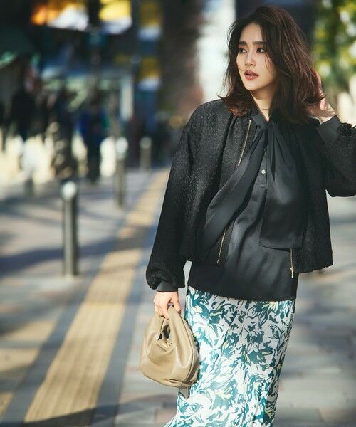 S size ONWARD(小さいサイズ) / エスサイズオンワード ミニ・ひざ丈スカート | 【洗える】ニュアンスフラワープリント フレア スカート | 詳細1