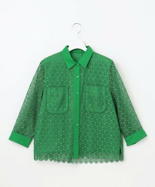 S size ONWARD(小さいサイズ) / エスサイズオンワード シャツ・ブラウス | 【ドラマ「明日はもっと いい日になる」着用】【洗える】ジオメトリックフラワーレースクロップド丈シャツ ブラウス | 詳細21