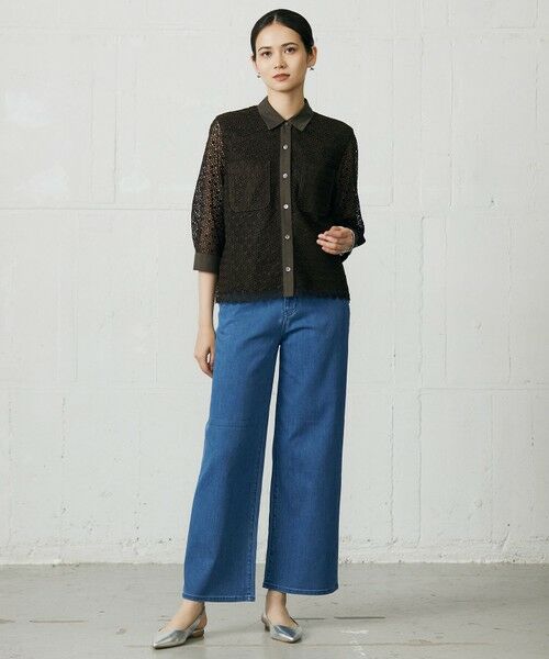 S size ONWARD(小さいサイズ) / エスサイズオンワード シャツ・ブラウス | 【ドラマ「明日はもっと いい日になる」着用】【洗える】ジオメトリックフラワーレースクロップド丈シャツ ブラウス | 詳細23