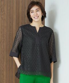 S size ONWARD(小さいサイズ) / エスサイズオンワード シャツ・ブラウス | 【洗える】ジオメトリックフラワーレースプルオーバー ブラウス