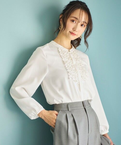 S size ONWARD(小さいサイズ) / エスサイズオンワード シャツ・ブラウス | 【洗える】フリルディテール ブラウス | 詳細1