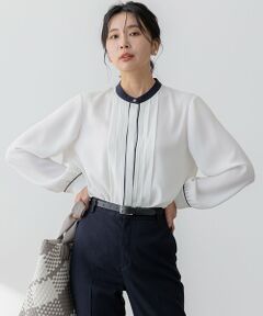 S size ONWARD(小さいサイズ) / エスサイズオンワード シャツ・ブラウス | 【吸水速乾/UVケア/洗える】ストレッチクリアサテン バイカラー ブラウス