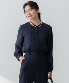 S size ONWARD(小さいサイズ) / エスサイズオンワード シャツ・ブラウス | 【吸水速乾/UVケア/洗える】ストレッチクリアサテン バイカラー ブラウス