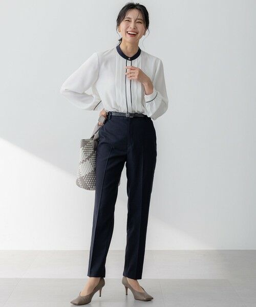 S size ONWARD(小さいサイズ) / エスサイズオンワード シャツ・ブラウス | 【吸水速乾/UVケア/洗える】ストレッチクリアサテン バイカラー ブラウス | 詳細1