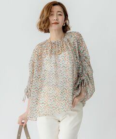 S size ONWARD(小さいサイズ) / エスサイズオンワード シャツ・ブラウス | 【洗える】シアーヘリンボーンプリント ブラウス