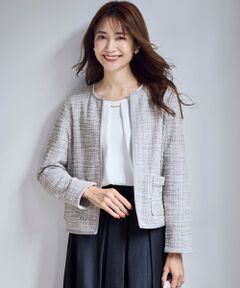 S size ONWARD(小さいサイズ) / エスサイズオンワード ノーカラージャケット | 【2SET】ウォッシャブルジャケット × ブラウス セット